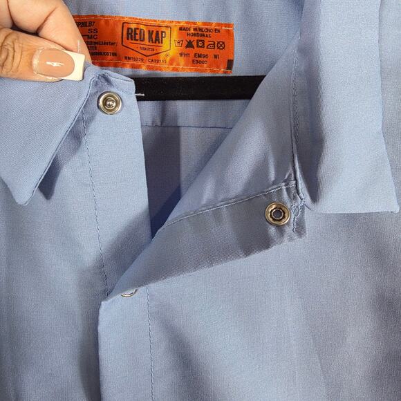 Red Kap Work Shirt Men 5XL Light Blue Snap Front Short Sleeve Industrial Uniform - Picture 4 of 8